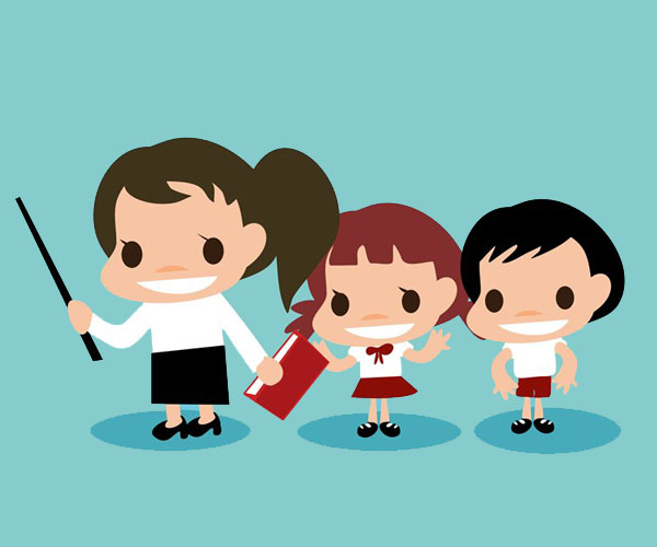 Teacher with students